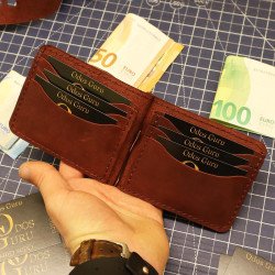 Lietuviška odinė piniginė su segtuku popierinėms kupiūroms, piniginė segtukas, setukas popierinėms kupiūroms