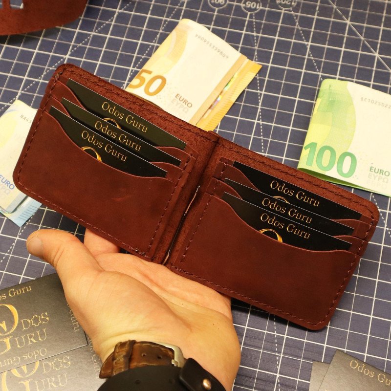 Lietuviška odinė piniginė su segtuku popierinėms kupiūroms, piniginė segtukas, setukas popierinėms kupiūroms