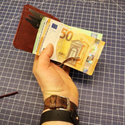 Lietuviška odinė piniginė su segtuku popierinėms kupiūroms, piniginė segtukas, setukas popierinėms kupiūroms