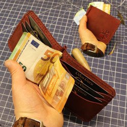 Lietuviška odinė piniginė su segtuku popierinėms kupiūroms, piniginė segtukas, setukas popierinėms kupiūroms