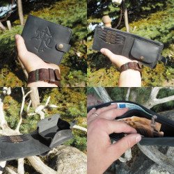 Lietuviška vyriška odinė piniginė su Vyčiu su užtrauktuku popierinėms kupiūroms