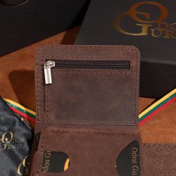 Moderni Lietuviška odinė piniginė su RFID iššokančių kortelių dėklu, su Vyčiu