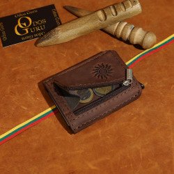 Moderni Lietuviška odinė piniginė su RFID iššokančių kortelių dėklu, su Vyčiu