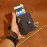 Moderni Lietuviška odinė piniginė su RFID iššokančių kortelių dėklu, su Vyčiu