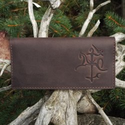 Lietuviška odinė delninė, didelė piniginė su Vyčiu